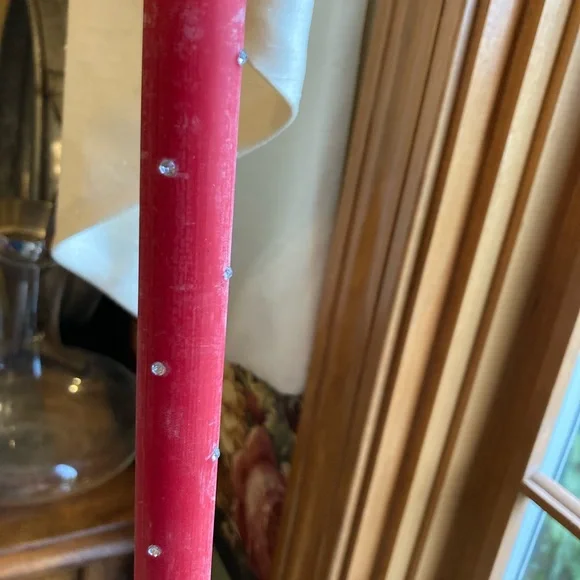 NWT MacKenzie-Childs Red tapers, dinner candles with small diamonds.Quant:2Boxed - Picture 6 of 13